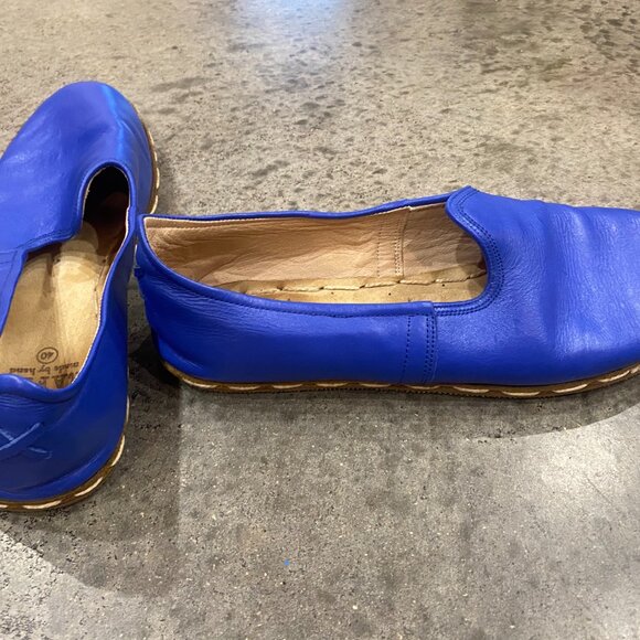 Rafik Handmade Turkish Leather Sabah Slip On Shoes Size 40 (Womens 9.5) Blue - Picture 3 of 6